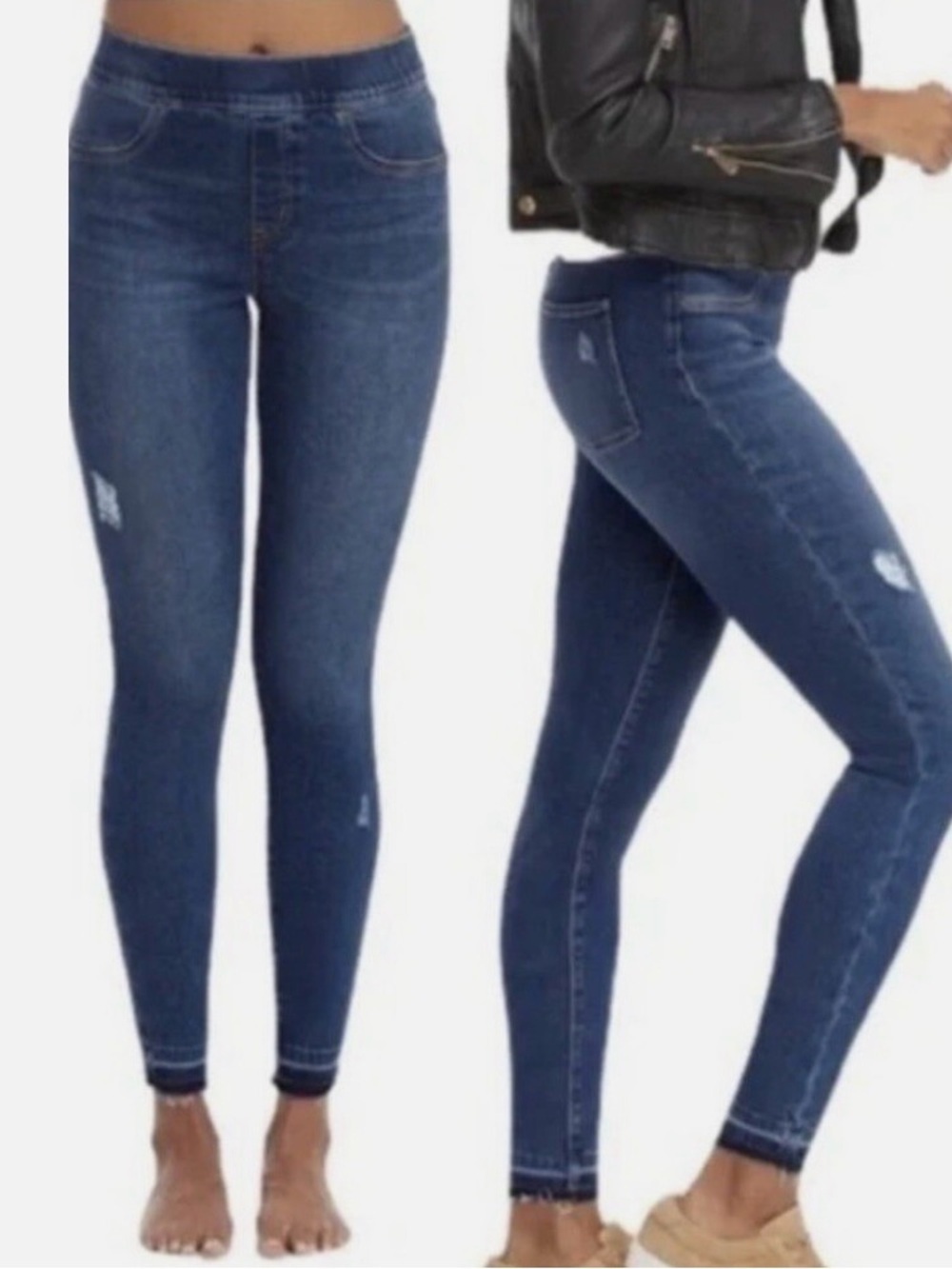 Spanx Distressed Ankle Skinny Denim Jean Legging Medium Wash Size S/P